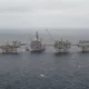 Offshore oil rigs in the North Sea