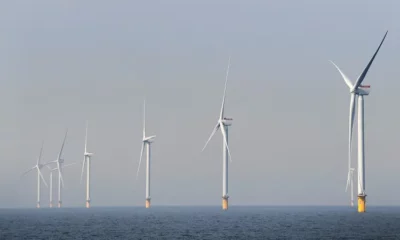 Offshore wind turbines in the sea