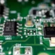 Close-up of electronic circuit board components.