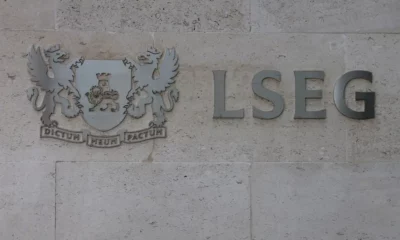 London Stock Exchange Group logo on building wall.