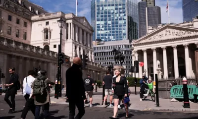 People walking near Bank of England, London