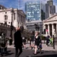 People walking near Bank of England, London