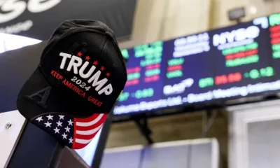 Trump 2024 hat at stock exchange display