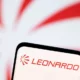 Leonardo logo on smartphone screen, blurred background.