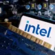 Intel processor and circuit board close-up