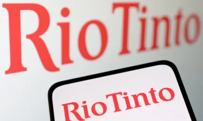 Rio Tinto logo on screen and background.