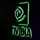 NVIDIA logo with green neon light effect.