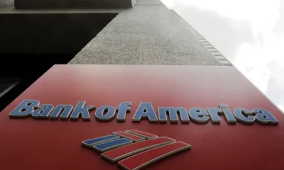 Bank of America signage on building exterior.