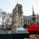 Notre-Dame Cathedral under restoration, Paris outdoors view.