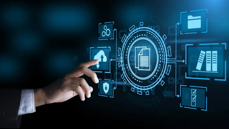 Digital document management interface with hand interaction