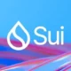 Sui logo on blue abstract background