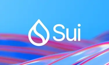 Sui logo on blue abstract background